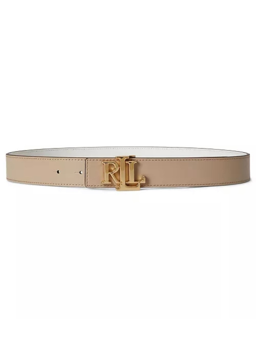 Lauren Ralph Lauren Tan Leather Belt with Gold RL Buckle
